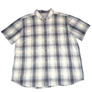 Carhartt Mens Relaxed Fit Plaid Short Sleeve Button Down Workwear Shirt 2XL